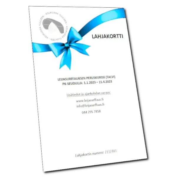 Leijasurffauskurssi lahjakortti