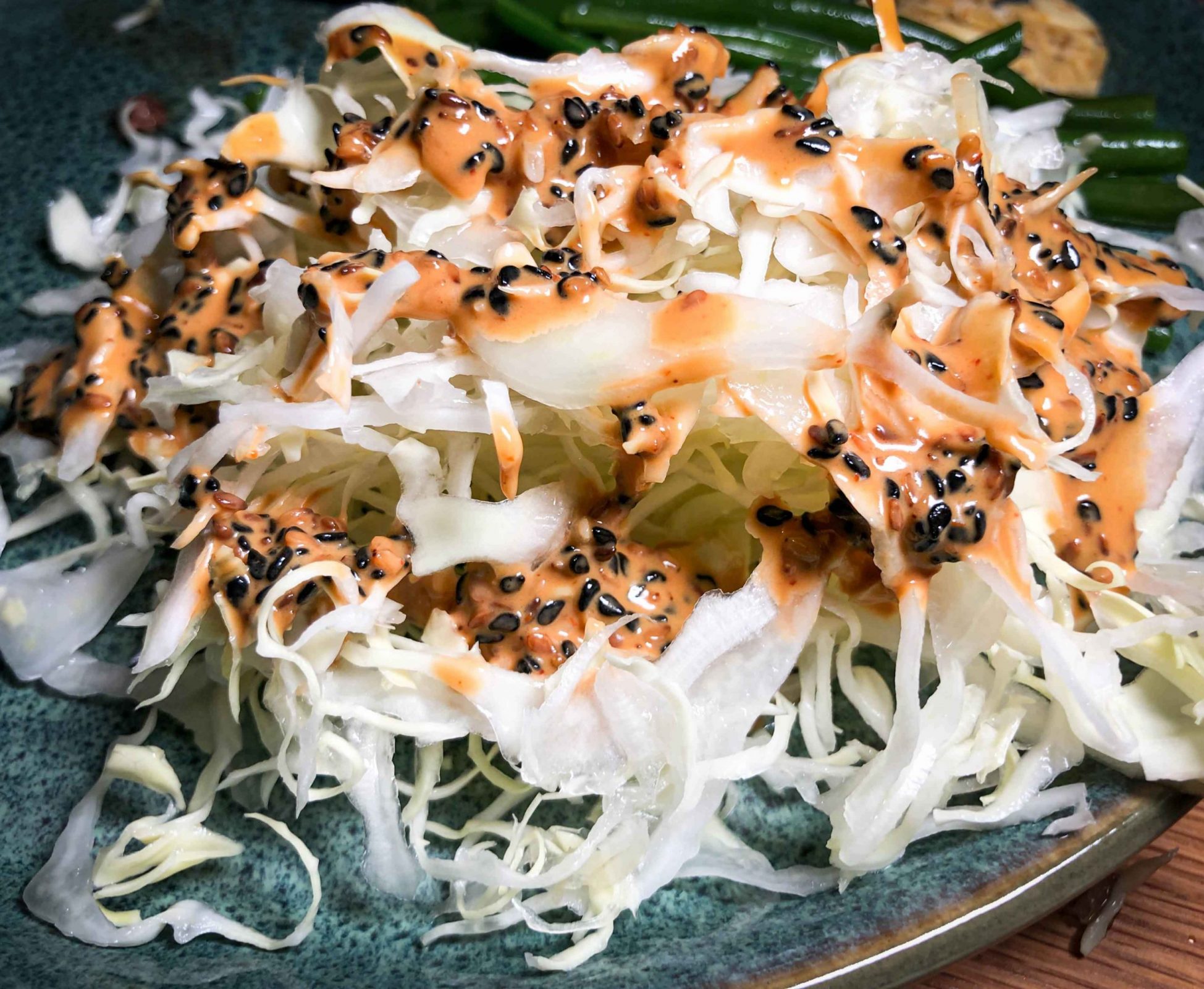 Sesame dressing with crunchy cabbage