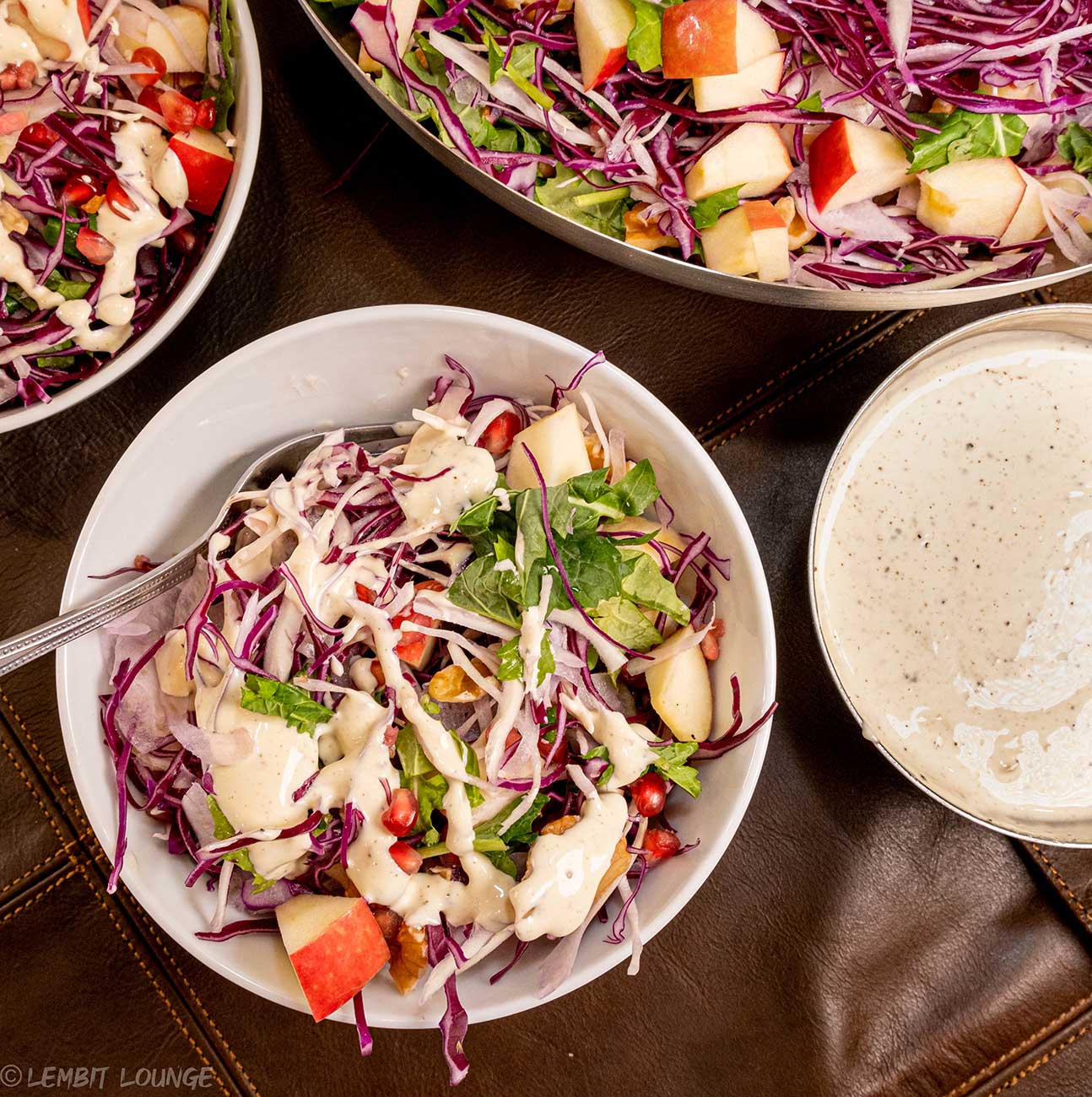 Mixed cabbage salad with mustard dressing