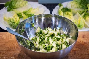 teriyaki marinated beef in salad leaves LCHF