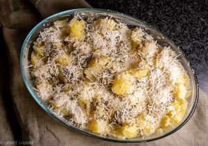 Smashed Potatoes with Parmesan garlic oregano thyme