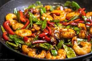 Garlic Shrimp Stir Fry asian sauce chili bell pepper