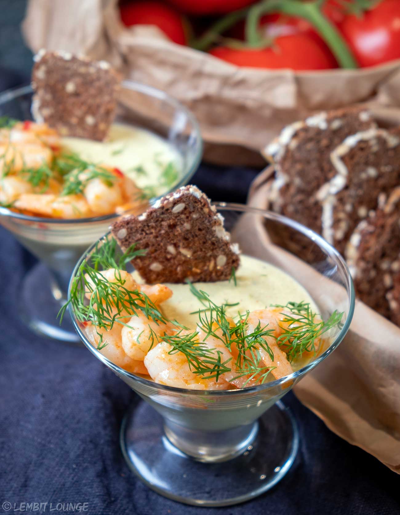 Avocado Panna Cotta with Shrimps cayenne