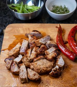 Pork tenderloin with pepper sauce pasta spicy Dijon