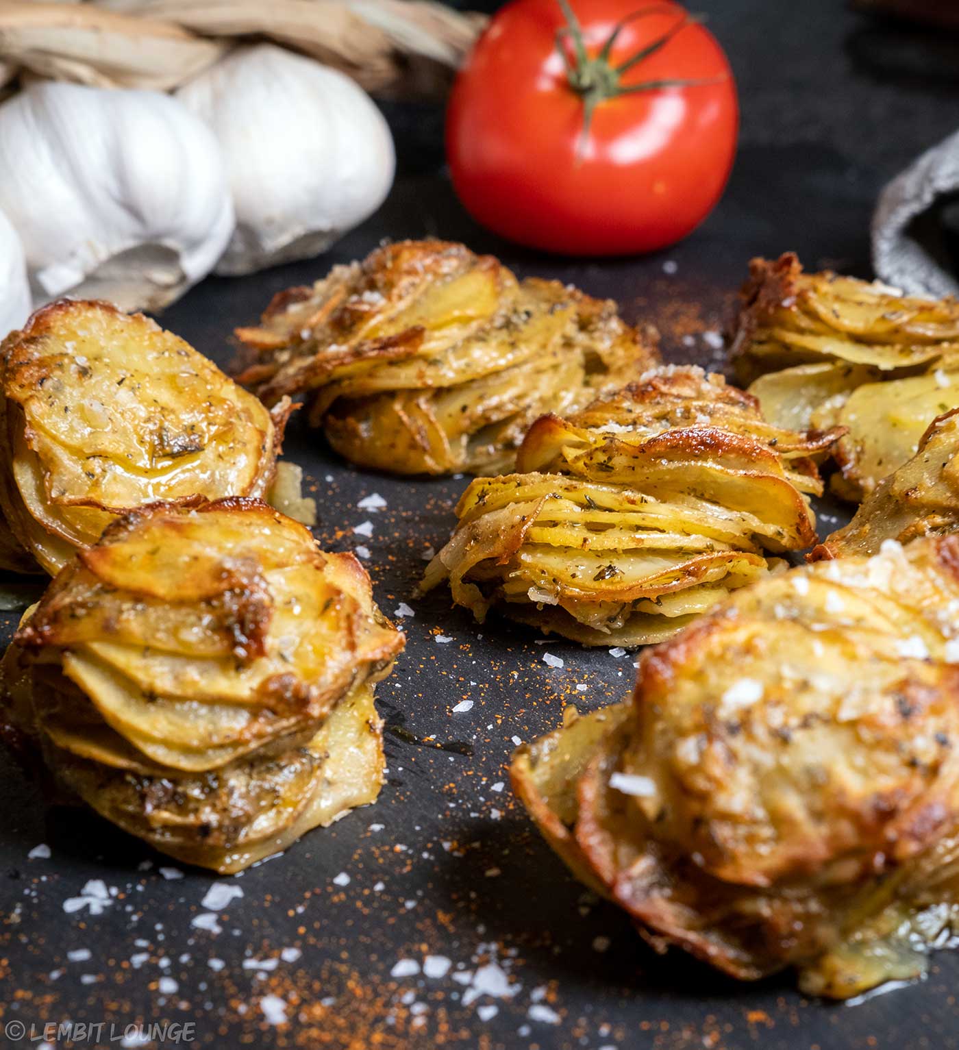 Muffin Potato Stack with Parmesan garlic cayenne