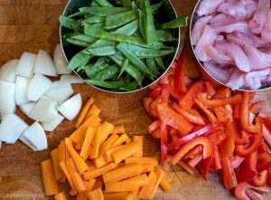 Asian inspired chicken stir-fry noodles spicy