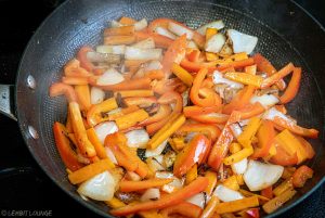 Asian inspired chicken stir-fry noodles spicy