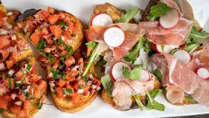 Crisp Mouthwatering Bruschetta crunchy salami brie avocado