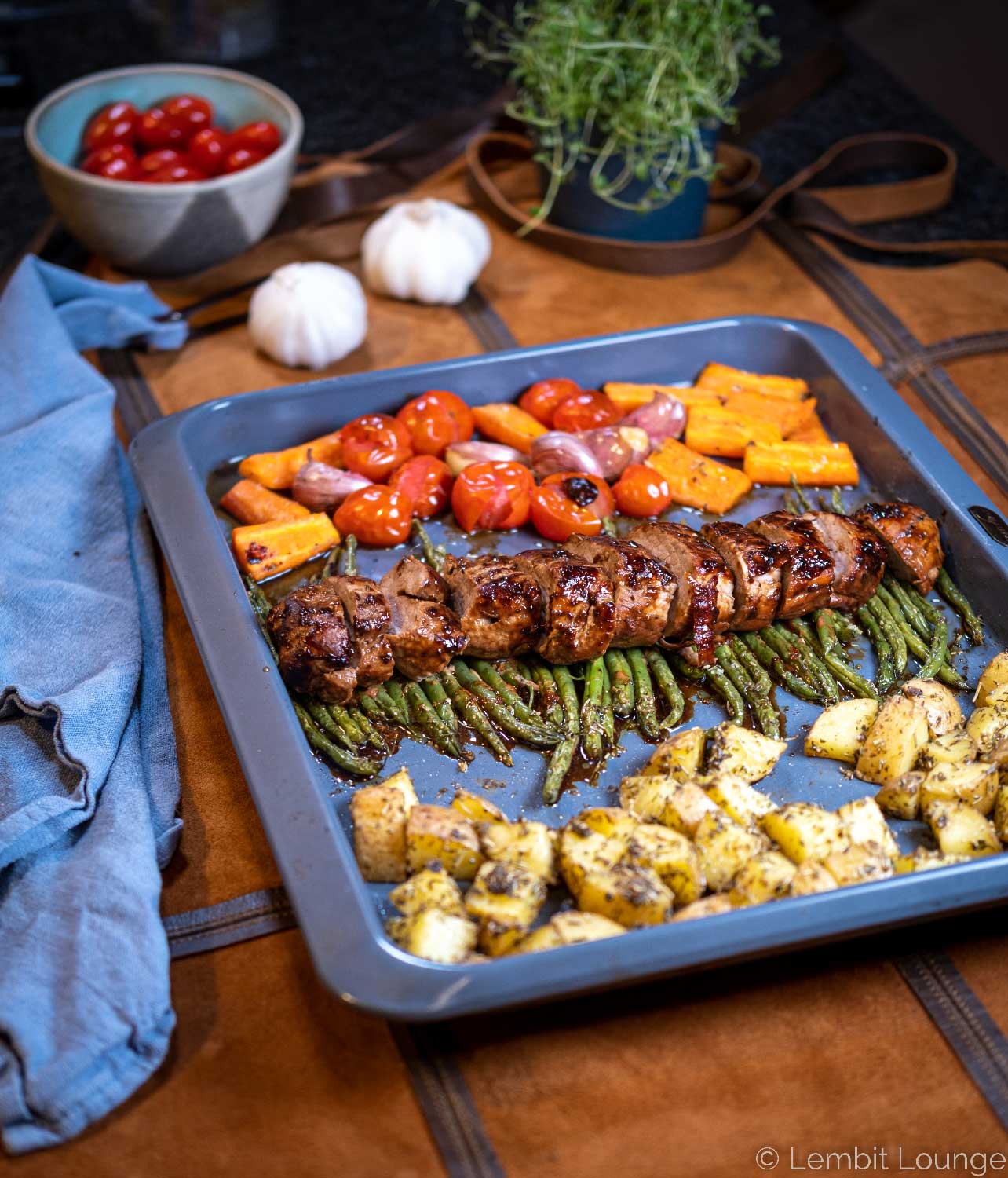 Honey Marinated Pork Tenderloin one pot Dijon potato green beans