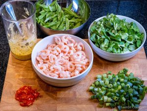 Shrimp salad with passion fruit dressing