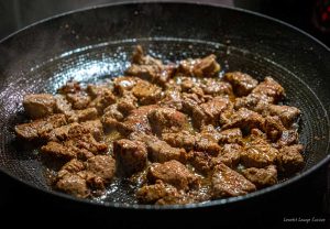 Fast and Delicious Beef Goulash garlic smoke pepper thyme cayenne parsley crème fraiche