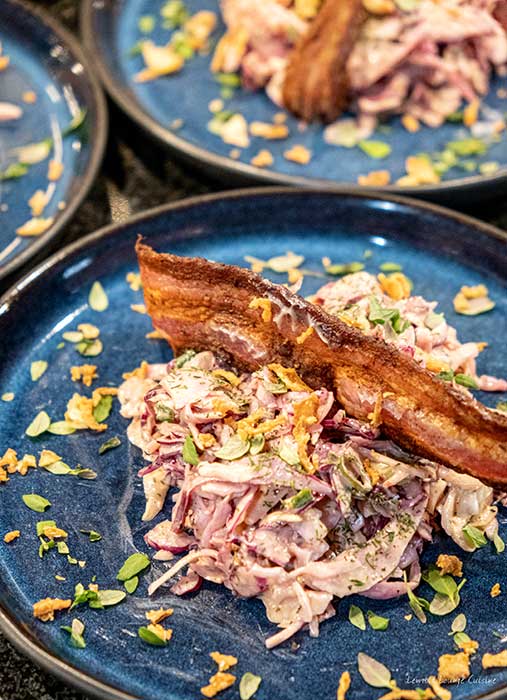 The Best Creamy Coleslaw dill green onions red white cabbage Dijon mustard vinegar honey mayonnaise