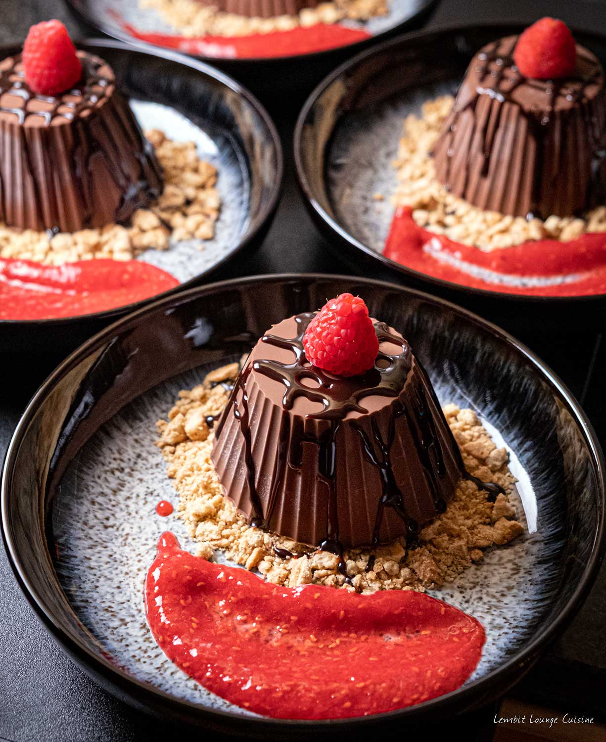 Ice Cream Cups with Chocolate raspberry puree digestive