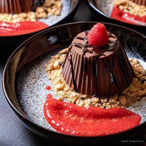 Ice Cream Cups with Chocolate raspberry puree digestive