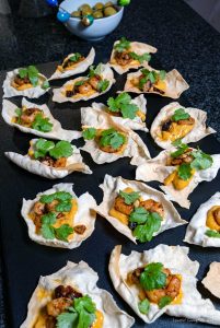 Curry-Mango prawn papadum's bites chutney crunchy curry madras easy