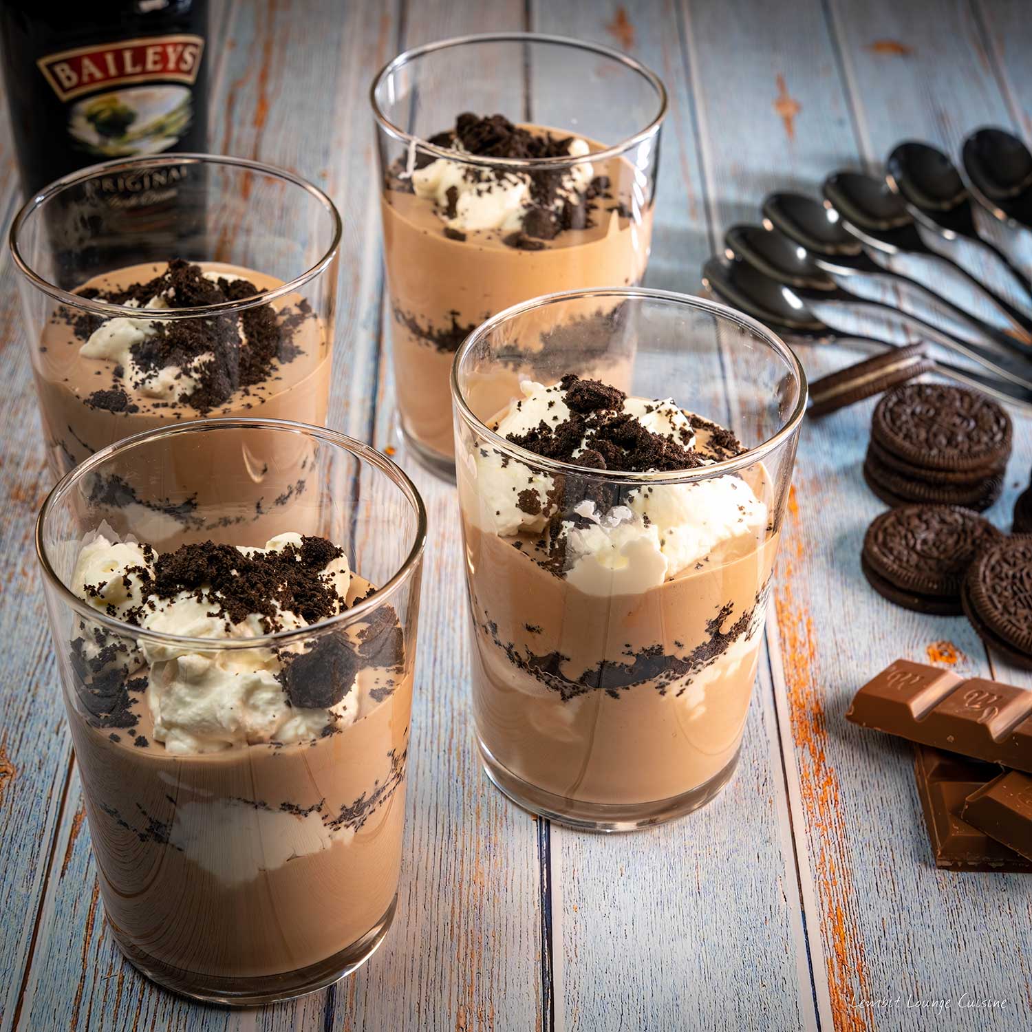 Baileys Cookies and Cream Parfait milk chocolate heavy cream