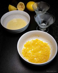 Lemon Sorbet with Prosecco lemon zest sugar dessert coctail