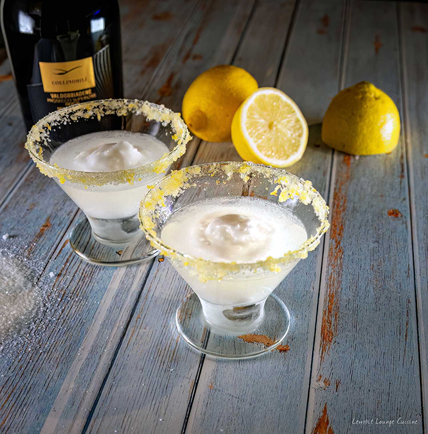 Lemon Sorbet with Prosecco lemon zest sugar dessert coctail