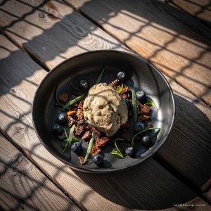 Licorice Ice Cream with Caramelized Chocolate