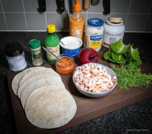 Shrimp Skagen, dressed for the party.