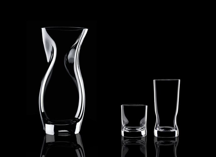 Squeeze crystal vases. Design Lena Bergström for Orrefors 1996