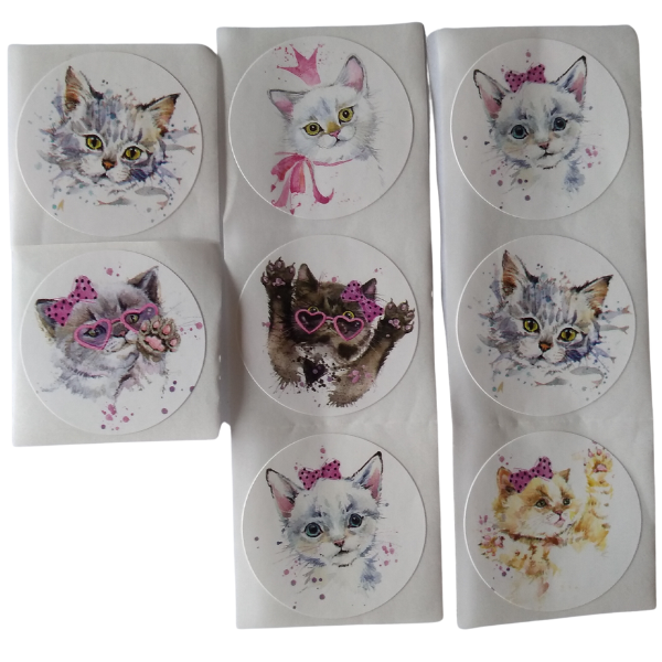 8 stickers söta katter