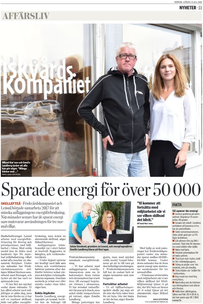 Artikel sparade energi