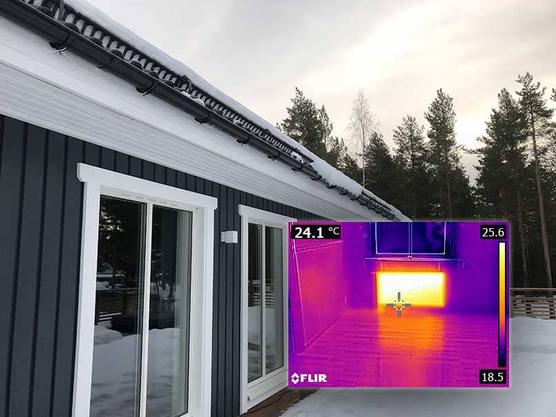 Energideklaration för villa med termografi bild med värmekamera
