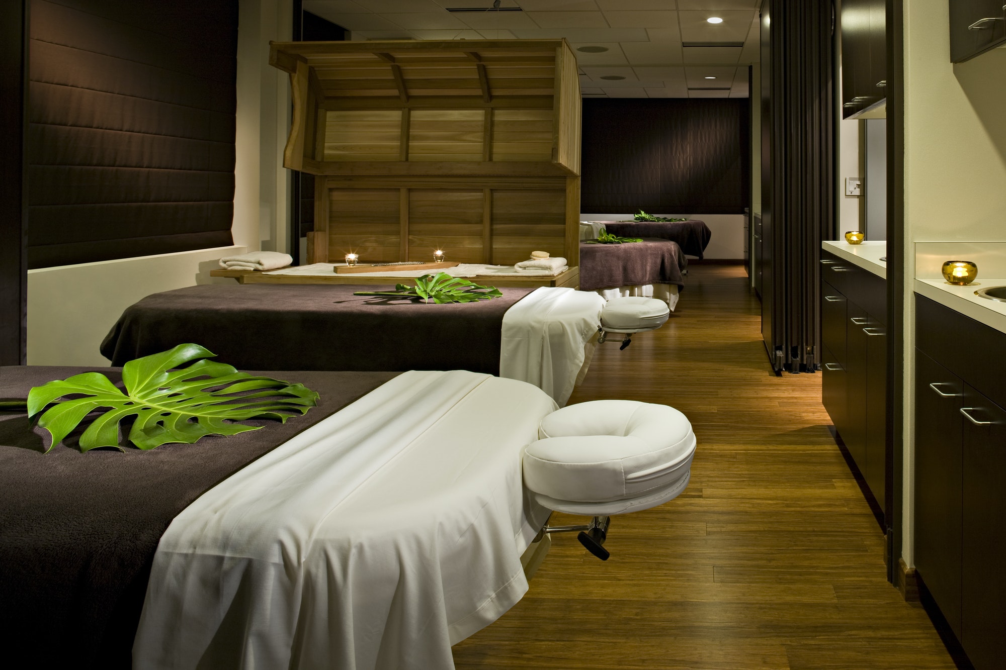 53749 massage tables in empty spa
