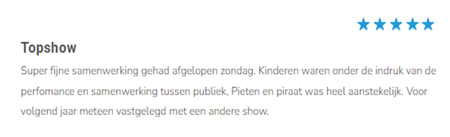 Tweede review over de Sinterklaasshow