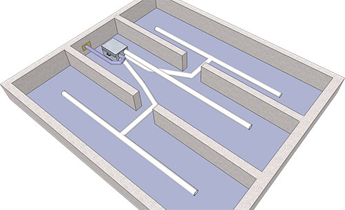 EvoDry PD i krypgrund med tre utrymmen EvoDry PD i krypgrund med tre utrymmen