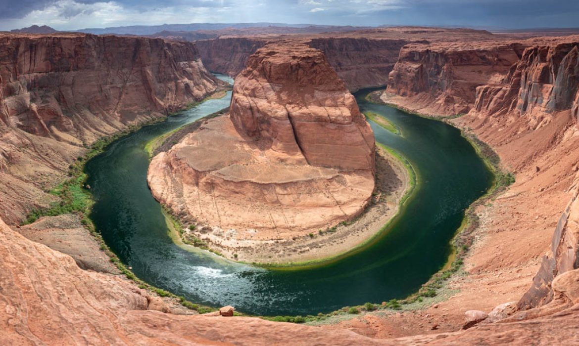 The Colorado river bends in the shape of a horseshoe near Page, Arizona, USA