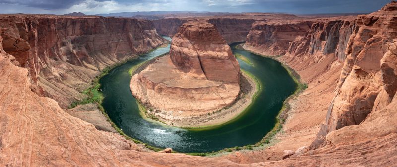 The Colorado river bends in the shape of a horseshoe near Page, Arizona, USA