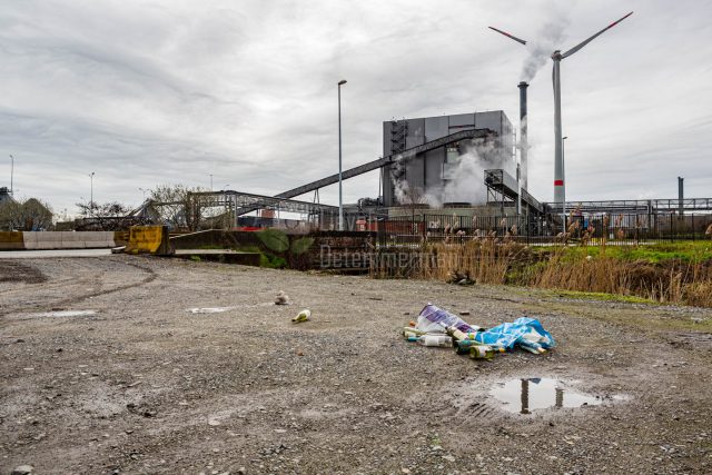 Carbage is left behind in the port of Ghent, Flanders, Belgium