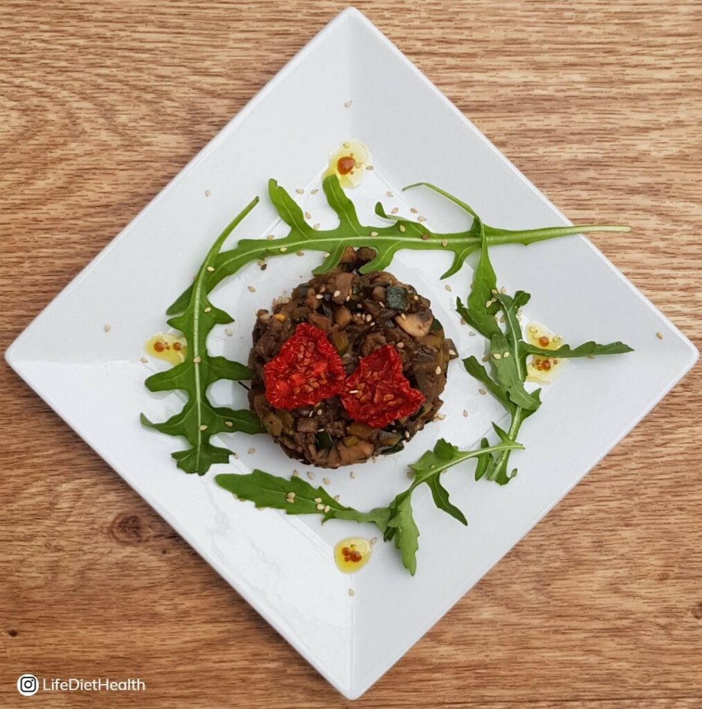 Miso veg on a white plate
