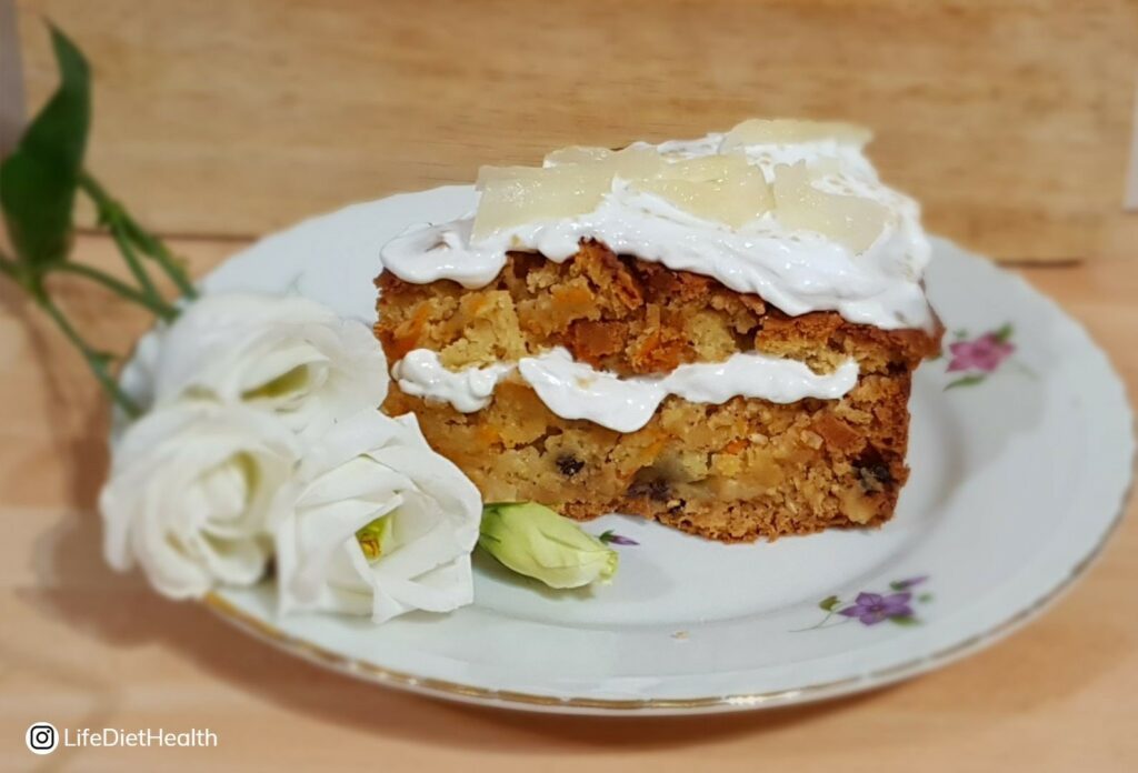 slice of cake with flowers
