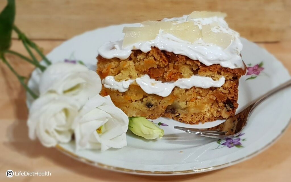 slice of layer cake on a plate