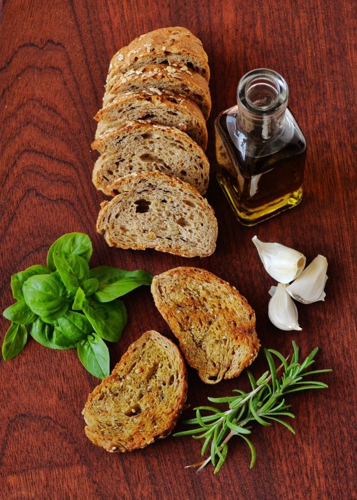 olive oil herbs and bread