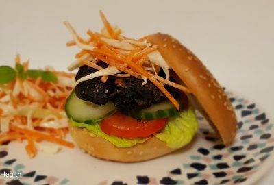 mushroom burger on a plate