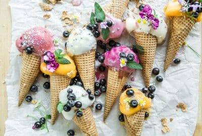 ice cream in cones