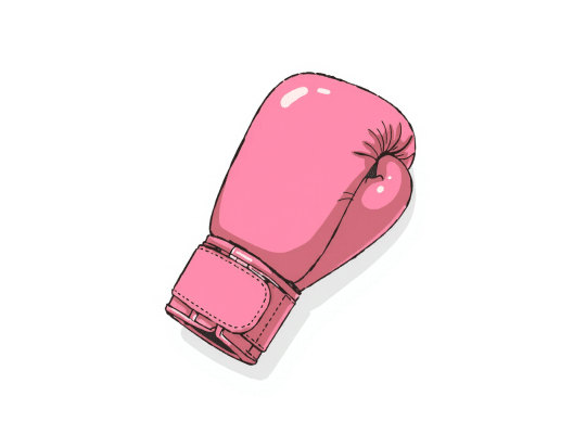 A single pink boxing glove is shown against a white background, looking clean and new. The glove features a strap with velcro closure, resembling the precision of an auto draft.