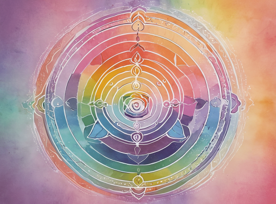 A colorful mandala with concentric circles and decorative geometric patterns, set against a watercolor background, beautifully represents the purpose of a coach for women: gaining clarity. Its harmonious blend of pink, orange, yellow, green, blue, and purple reflects how coaching can help women achieve insight and balance in their lives. coach