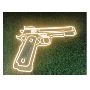 LED NEON SKILT GUN WARMHVID