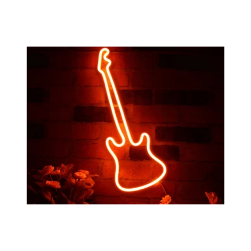 LED NEON SKILT GUITAR RØD