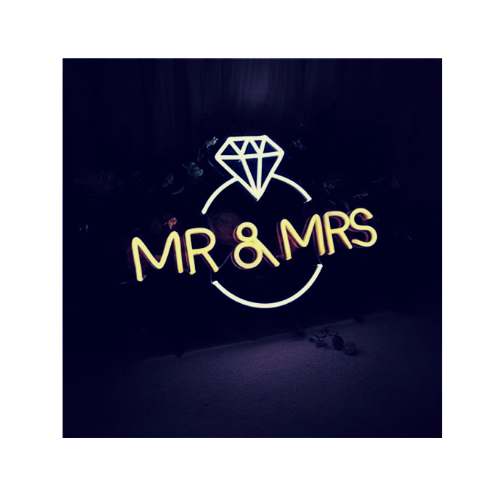 LED NEON SKILT MR & MRS RING