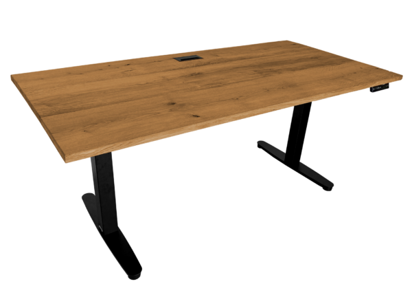 Höhenverstellbarer Schreibtisch aus massiver geölter Eiche