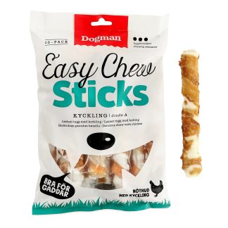DOGMAN Easy Chew Sticks med Kyckling 10-pack, M, 17,5cm, Vit