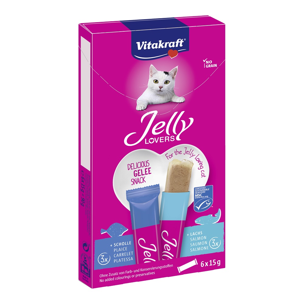 VITAKRAFT Jelly Lovers Lax och Rödspätta 6x15g flytande mellanmål