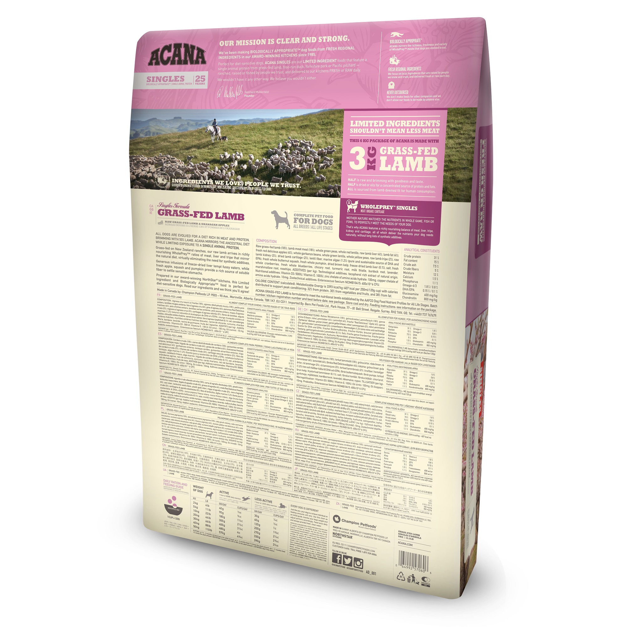 ACANA Singles Grass Fed Lamb 17kg spannm lsfritt helfoder f r