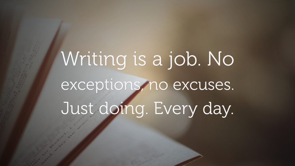 Writing is a job-text on the background of a notebook.